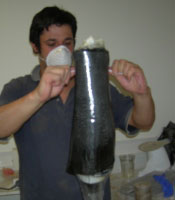 Laminando una espinillera de carbono